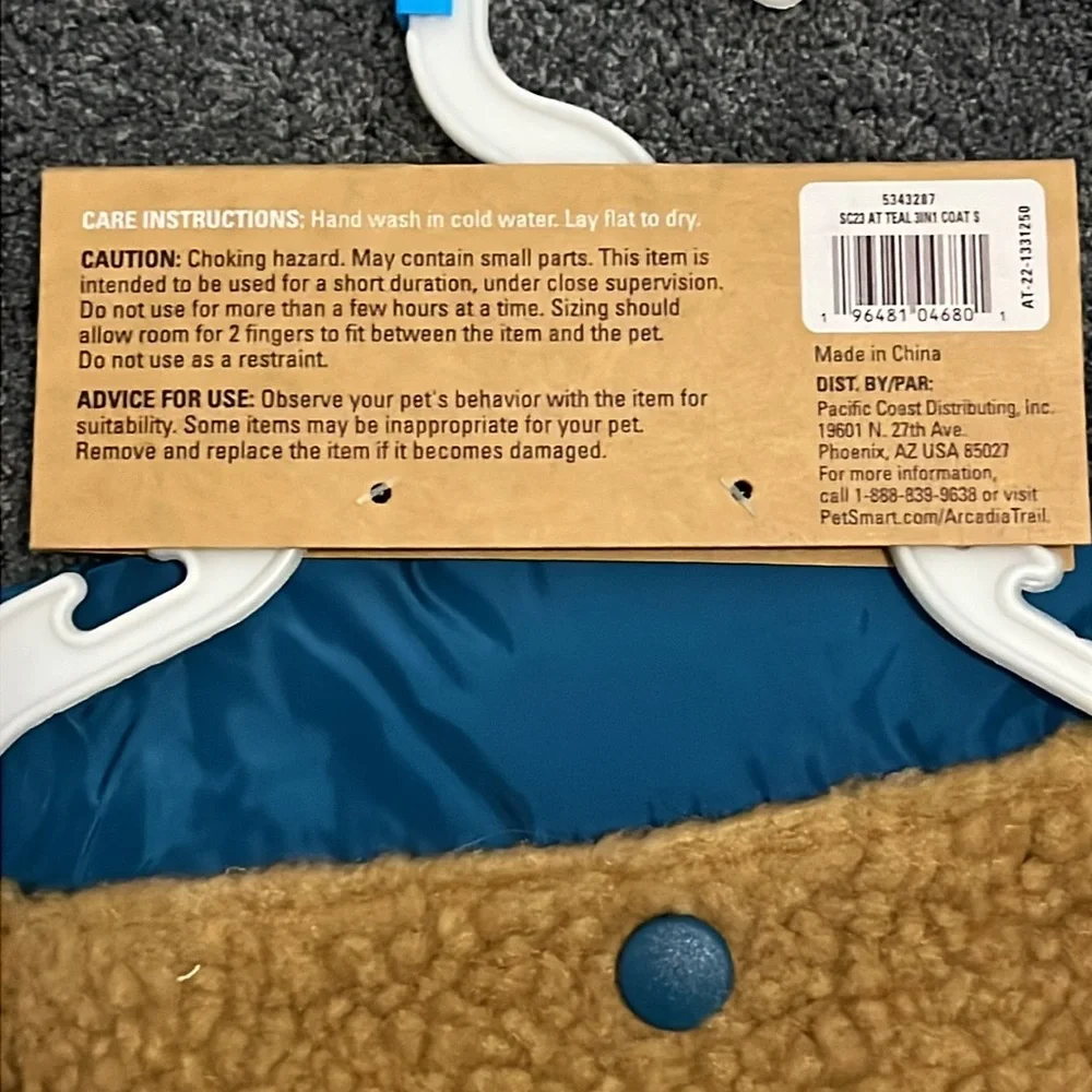 Dog Coat Arcadia Trail 3-in-1 Multiwear Coat in Teal/Gray/Navy size S NEW!